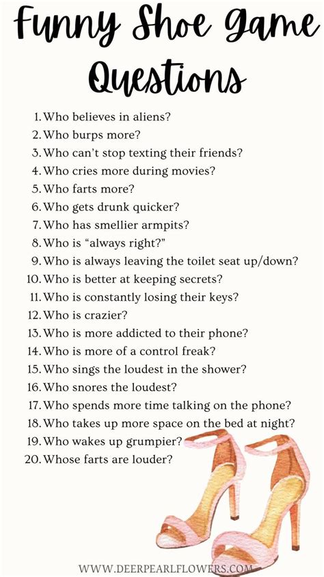 65+ Cute & Funny Shoe Game Questions to Ask the Couple.